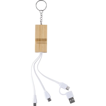 Porte-clés câble de charge en bambou Sutton IMPRESSION - détail marquage