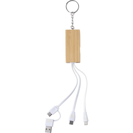 Porte-clés câble de charge en bambou Sutton IMPRESSION - vue packaging