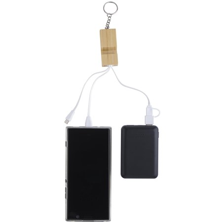 Porte-clés câble de charge en bambou Sutton IMPRESSION - utilisation