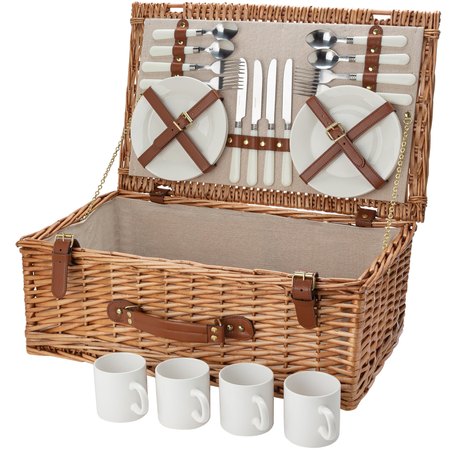 Panier pique-nique en osier pour 4 personnes Levin IMPRESSION - détail marquage