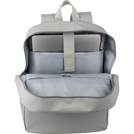 Sac à dos porte-ordinateur de 15'' en PU Felicia IMPRESSION - variante Gris/Argenté