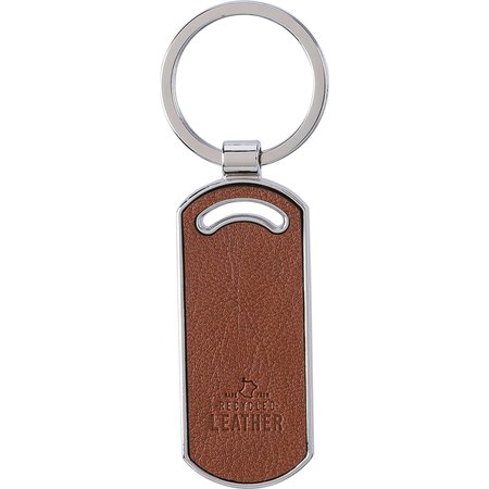 Porte-clé en cuir recyclé Jill IMPRESSION - variante Brun/Kaki