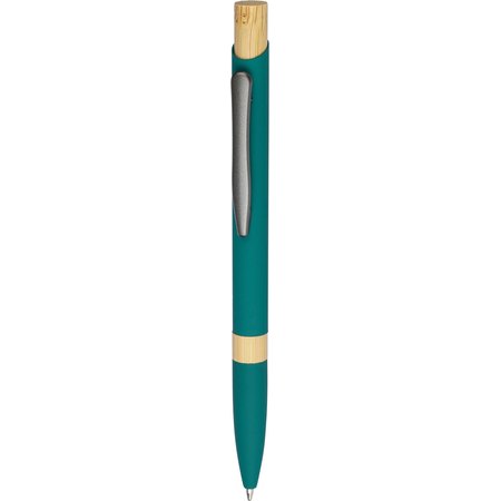 {{Stylo bille en aluminium recyclé toucher gomme, poussoir et bague en bambou, mine bleue d'une longueur de 800 mètres.}} - Image principale