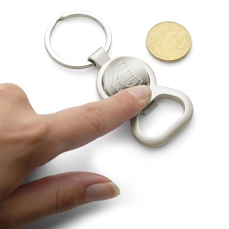 Porte-clés en métal avec décapsuleur Soren IMPRESSION - variante Gris/Argenté