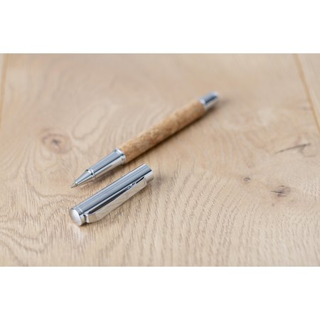 Parure de stylo bille et roller en liège Elmer IMPRESSION - variante Brun/Kaki