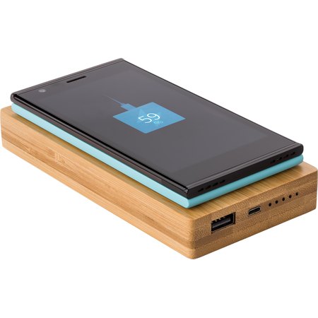 Power bank en bambou, 6 000mAh Walter IMPRESSION - détail marquage
