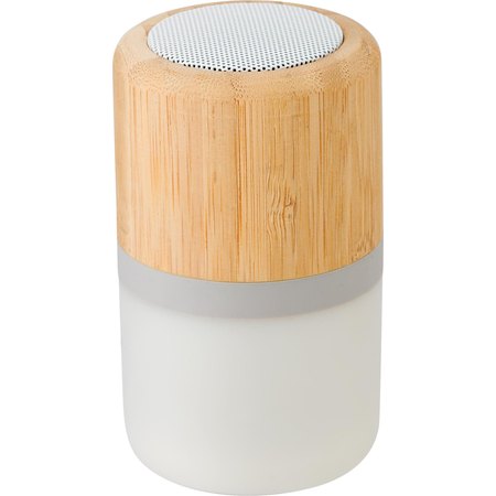{{Enceinte sans fil lumineuse en ABS et bambou d'une puissance de 3W avec changement de couleurs d'ambiance, livrée avec câble de charge. Durée d'écoute 3 H.}} - Image principale